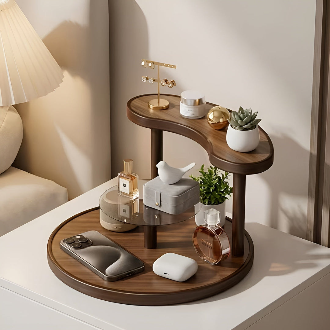 Rotating wooden makeup organizer - 3-tiered and staStornfielde | Practical storage for cosmetics | Stornfield