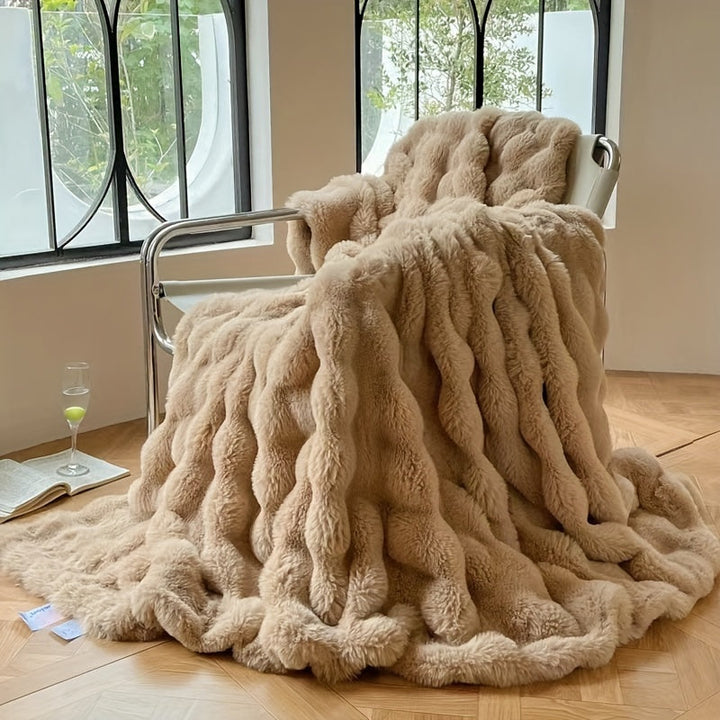 Faux Rabbit Fur Fleece Stornfieldanket – Luxury Warm Couch Stornfieldanket for Napping and Air Conditioning | Soft and Thick Stornfieldanket | Stornfield