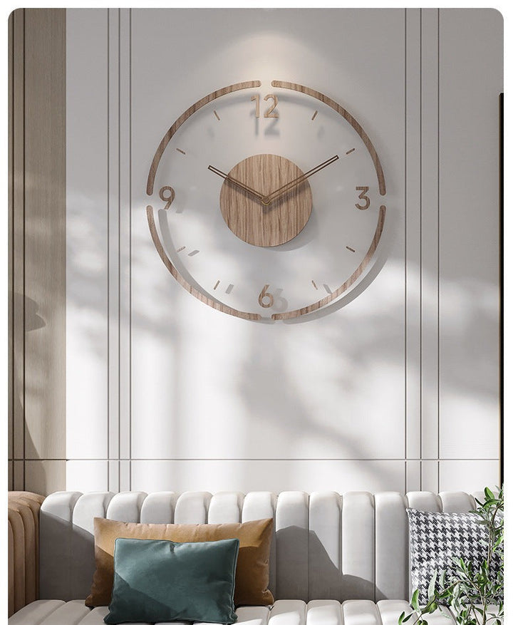 Nordic Silent Wall Decoration Clock Made of Real Wood, 35 cm | Silent and Stylish | Stornfield