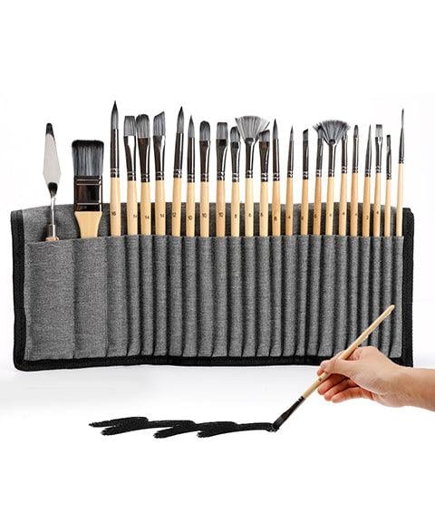 Brush set 24-piece with roll-up case and palette knife | Stornfield