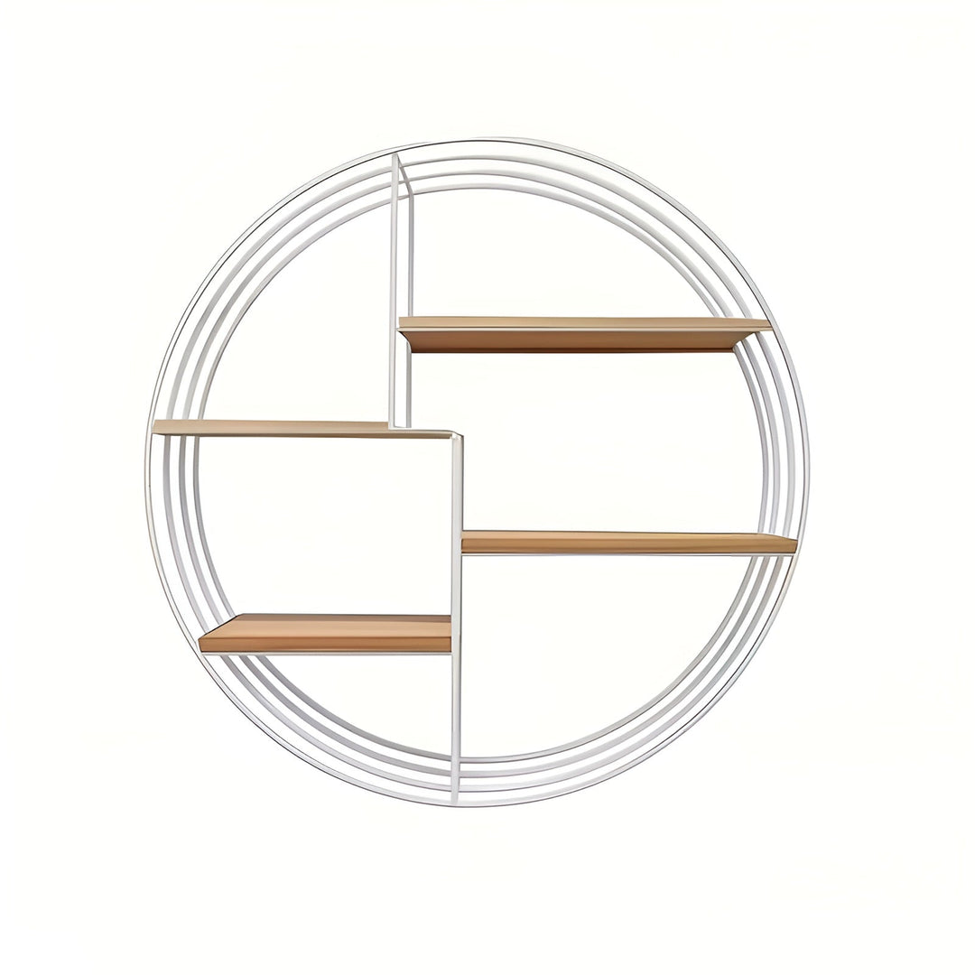 Round Wall Shelf with 4 Levels – Retro Design made of Wood & Metal | Decorative Hanging Shelf for Living Room, Bathroom & Bedroom | Stornfield