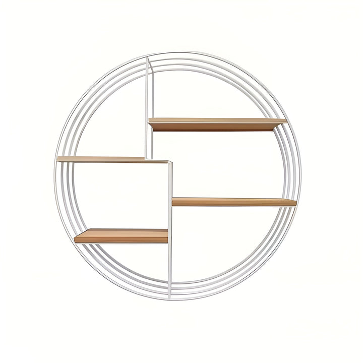 Round Wall Shelf with 4 Levels – Retro Design made of Wood & Metal | Decorative Hanging Shelf for Living Room, Bathroom & Bedroom | Stornfield