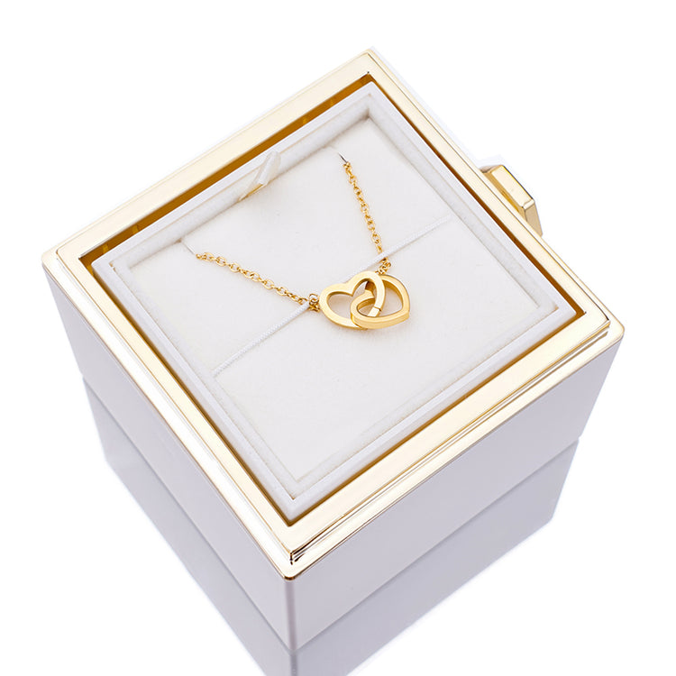 Stornfield | [Cadeau Idéal] Boîte de Rose Éternelle - Avec collier gravé & rose artificielle