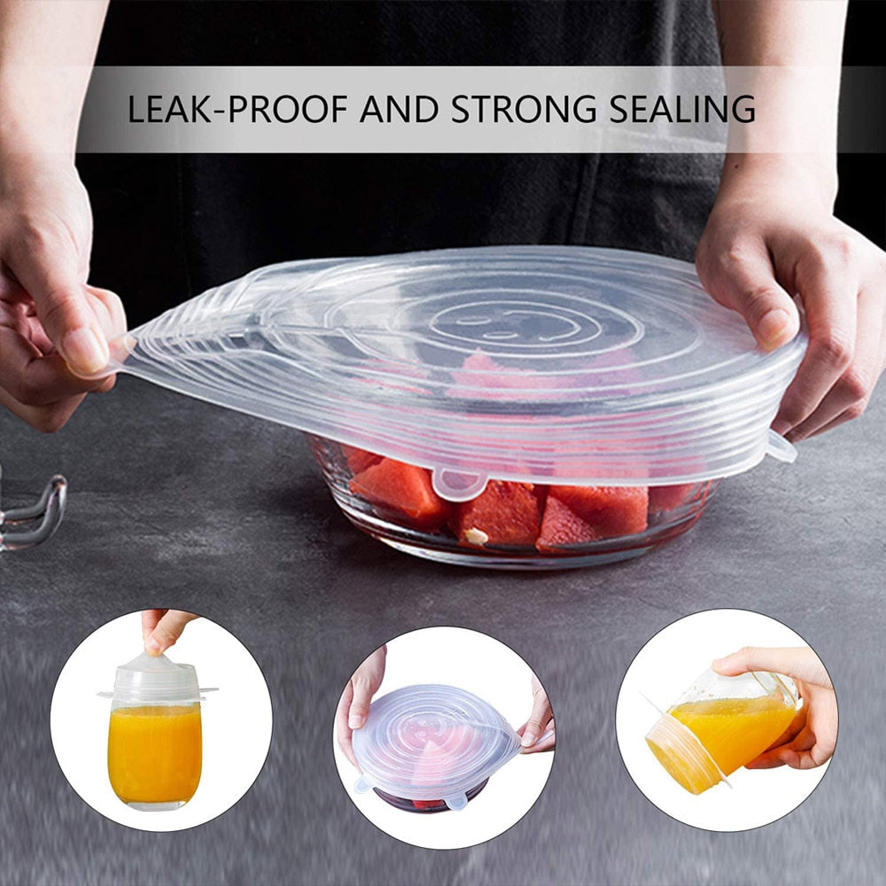 6pcs Adaptable Lid Silicone Cover Food Caps Elastic Stretchy Lids | Stornfield