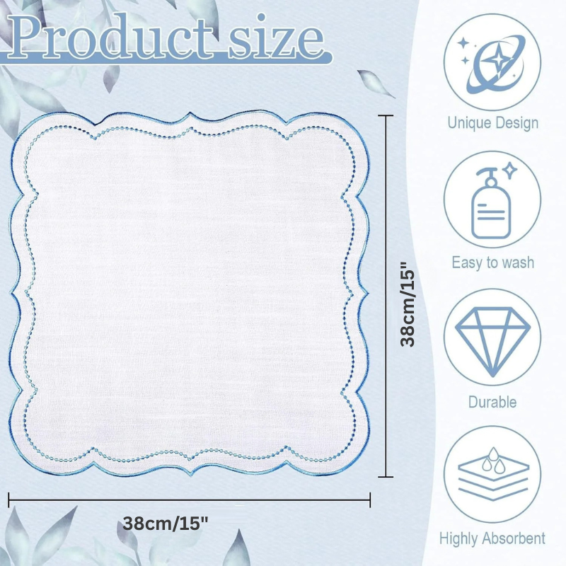 6pcs Embroidered Cutwork Linen Cotton Napkin | Stornfield