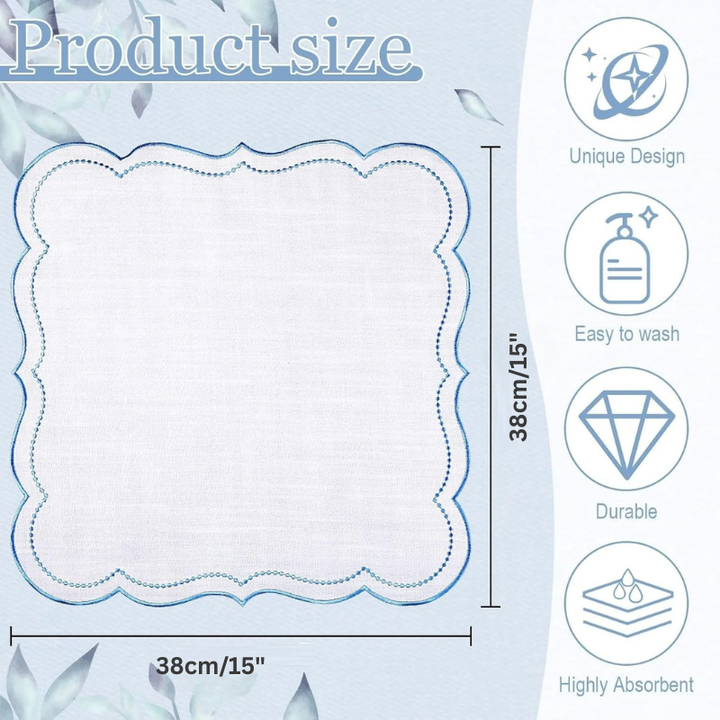 6pcs Embroidered Cutwork Linen Cotton Napkin | Stornfield
