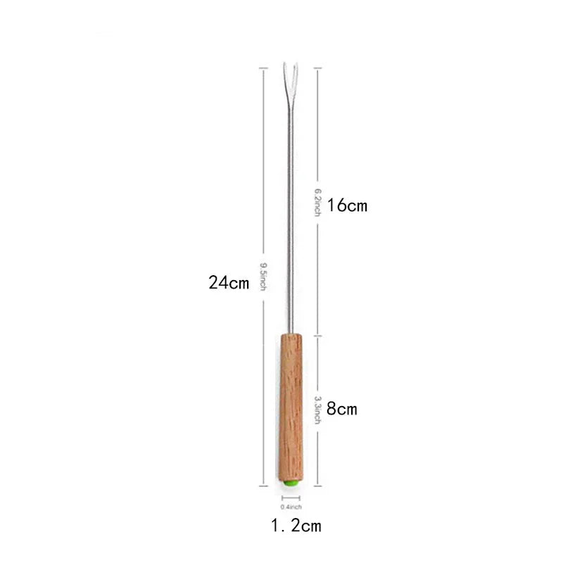 6Pcs Stainless Steel Forks with Wooden Handle for BBQ Campfire Grill | Stornfield