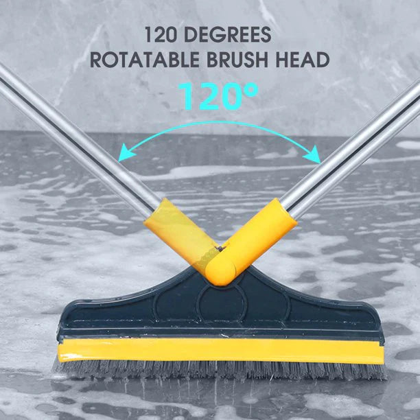 2-in-1 Floor Scrub Brush with Window Squeegee, 120-Degree Rotatable Long Handle, Stornfield