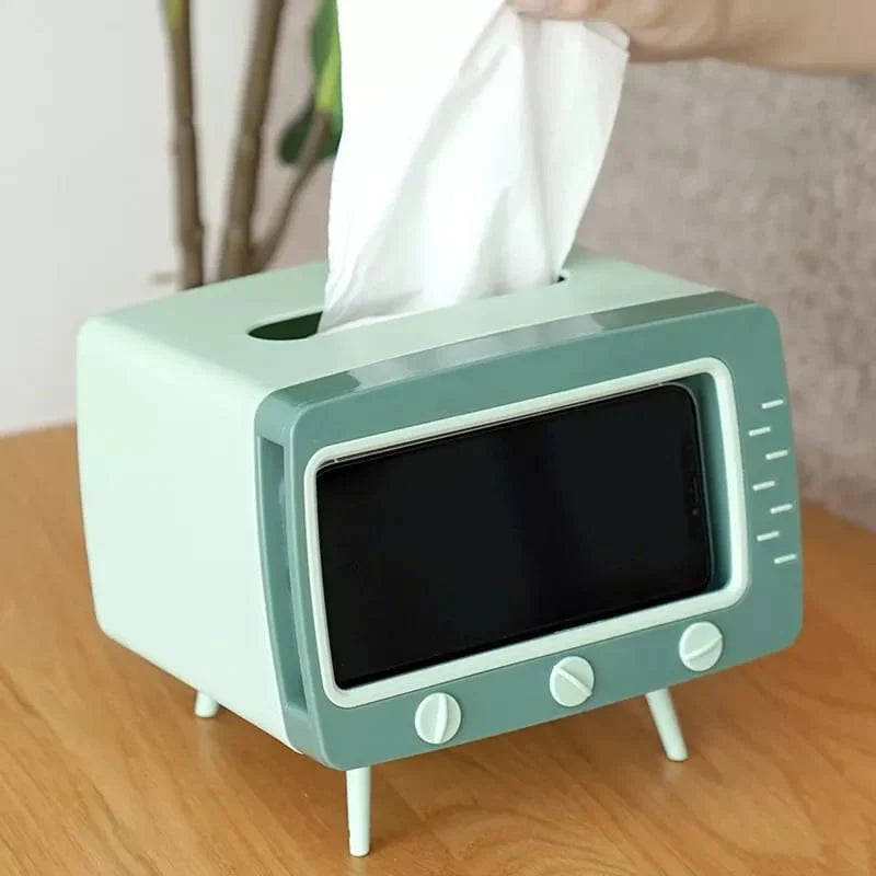 Creative TV Tissue Box Holder With Phone Holder Stornfield