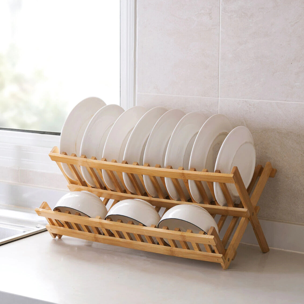 Bamboo drying rack with vertical compartments | Stornfield