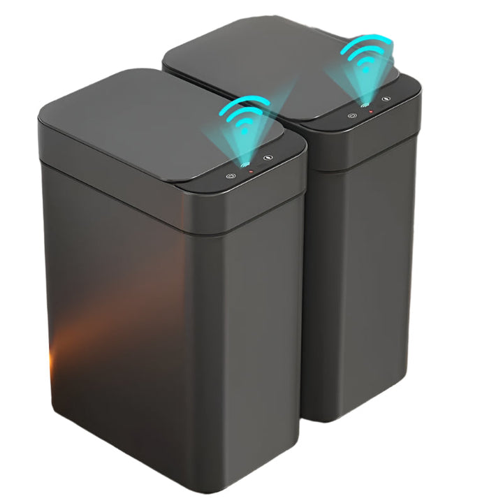 Set of 2 Smart Sensor Trash Bins – Touchless and Compact (Black) | Stornfield