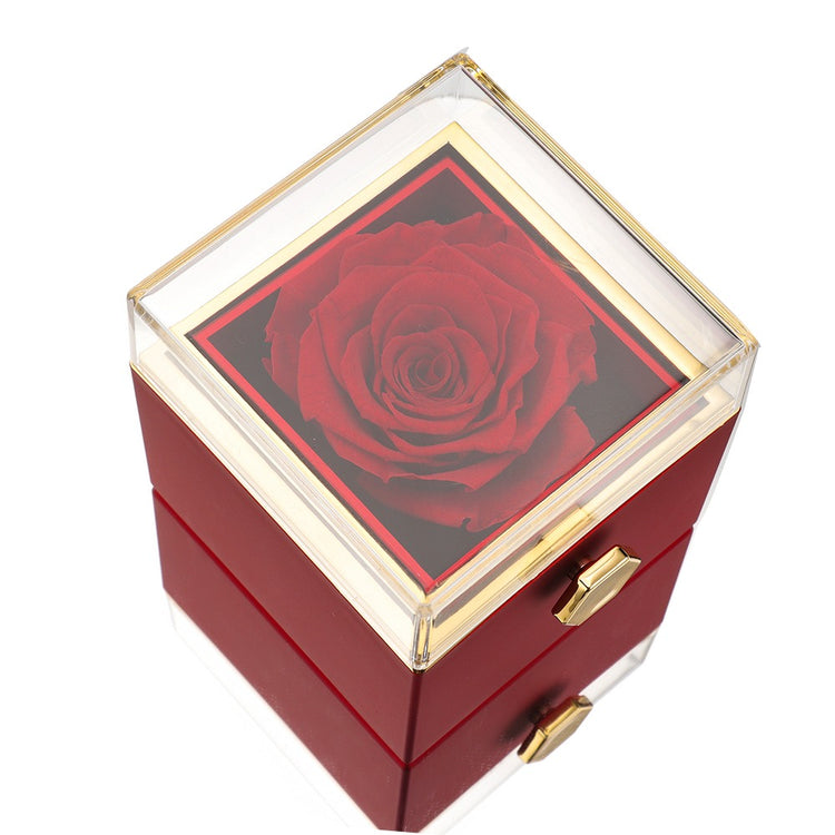 Stornfield | [Cadeau Idéal] Boîte de Rose Éternelle - Avec collier gravé & rose artificielle