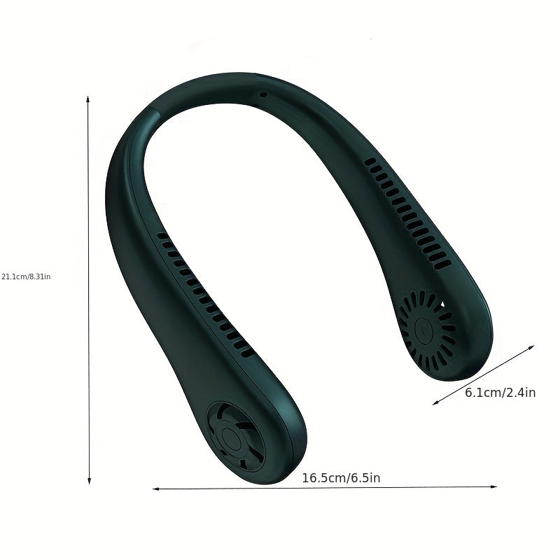 1pc Hands-Free Portable Neck Fan - Rechargeable, Leafless, and USB Powered - Perfect for Desk and Travel Use | Stornfield