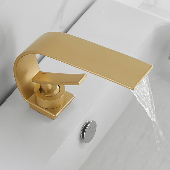 Stornfield | Single Handle Waterfall Bathroom Basin Faucet in Brass