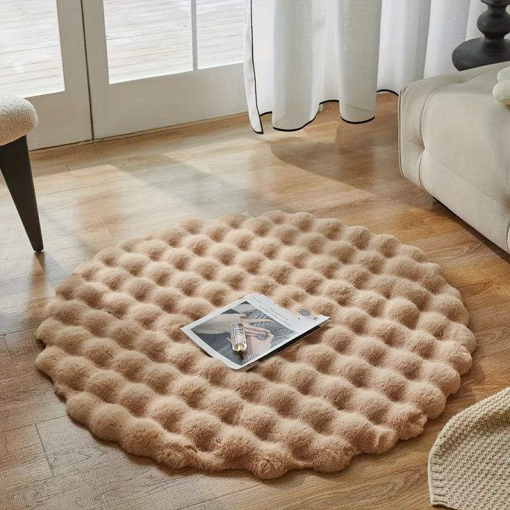Round fluffy rug for stylish rooms – Soft rug for living room & bedroom | Stornfield