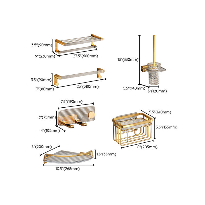 Stornfield | Modern Gold Bathroom Accessories Single Item or Set with Bath Caddy
