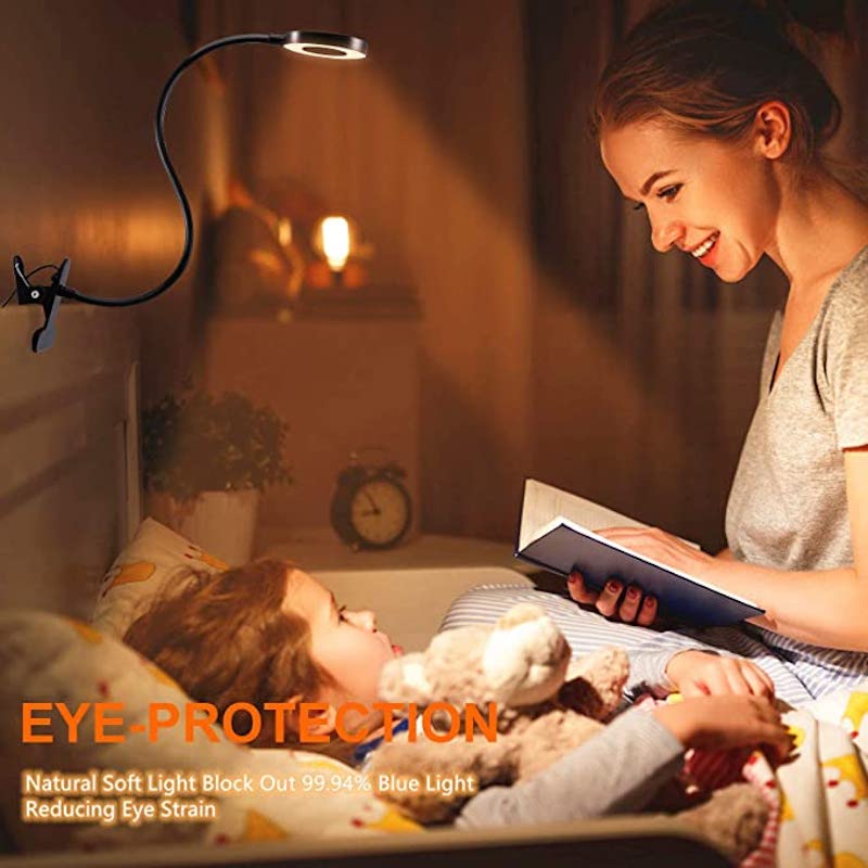 Stornfield | Clip-On Light - Reading Light with 48 LEDs, 3 Color Modes and 10 Brightness Levels, Eye-Caring & Flexible Gooseneck