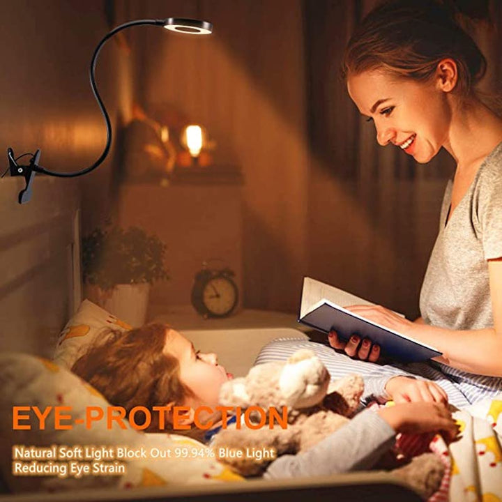 Stornfield | Clip-On Light - Reading Light with 48 LEDs, 3 Color Modes and 10 Brightness Levels, Eye-Caring & Flexible Gooseneck