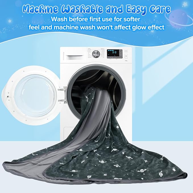 Glow-in-the-Dark Cooling Blanket For Kids– Q-Max > 0.5, Double-Sided Color Black | Stornfield