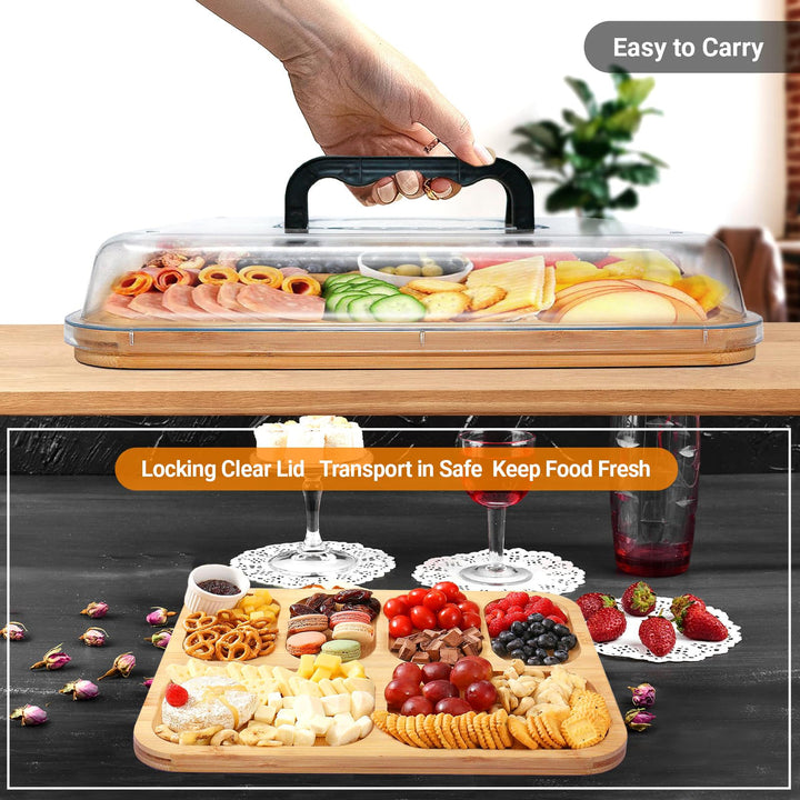 Bamboo serving tray with 6 compartments | Stornfield