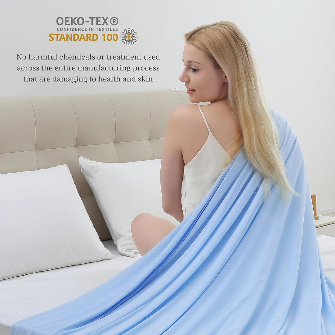 Cool Fiber Q-Max 0.4 Double-Sided Ice Silk Cooling Blanket – Lake Blue | Stornfield