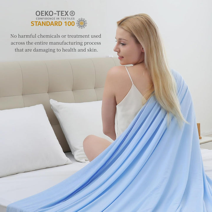 Cool Fiber Q-Max 0.4 Double-Sided Ice Silk Cooling Blanket – Lake Blue | Stornfield