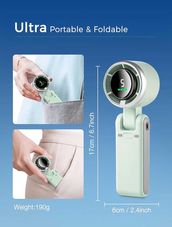 3-in-1 Mini Handheld Turbo Fan – Desk, Neck & Portable Cooling Fan (Rechargeable) | Stornfield
