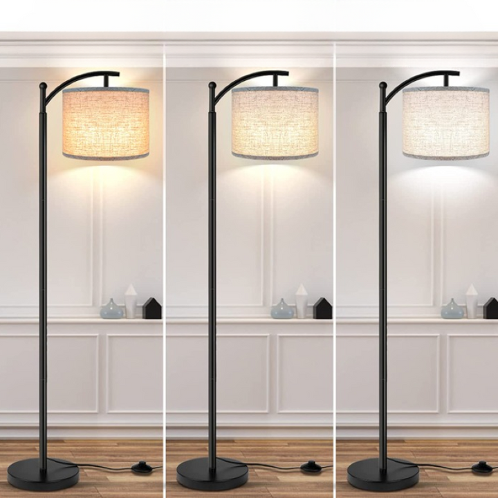 Stornfield | Floor Lamp with 3-Color Temperature LED Bulb, Tall Industrial Reading Floor Lamp for Bedroom, Office, White Lampshade Included