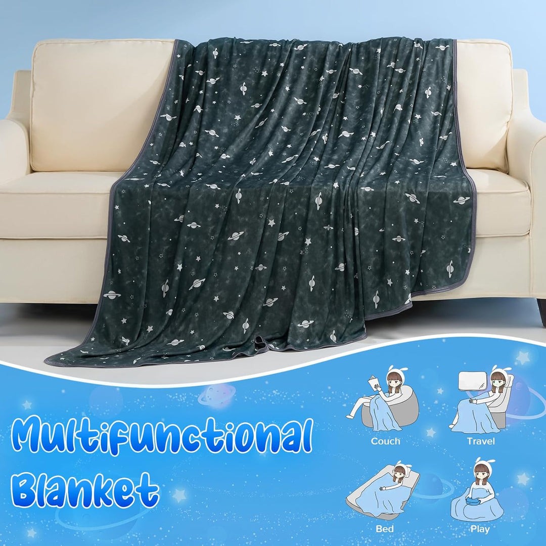 Glow-in-the-Dark Cooling Blanket For Kids– Q-Max > 0.5, Double-Sided Color Black | Stornfield