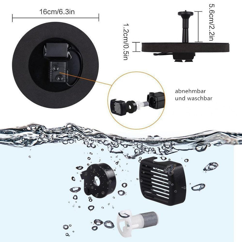 Stornfield | Solar Energy Fountain Pump WaterSoft – For Pond, Birdbath or Garden Decoration