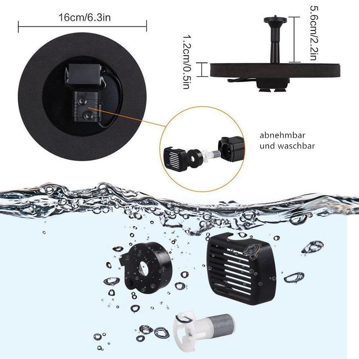 Stornfield | Solar Energy Fountain Pump WaterSoft – For Pond, Birdbath or Garden Decoration