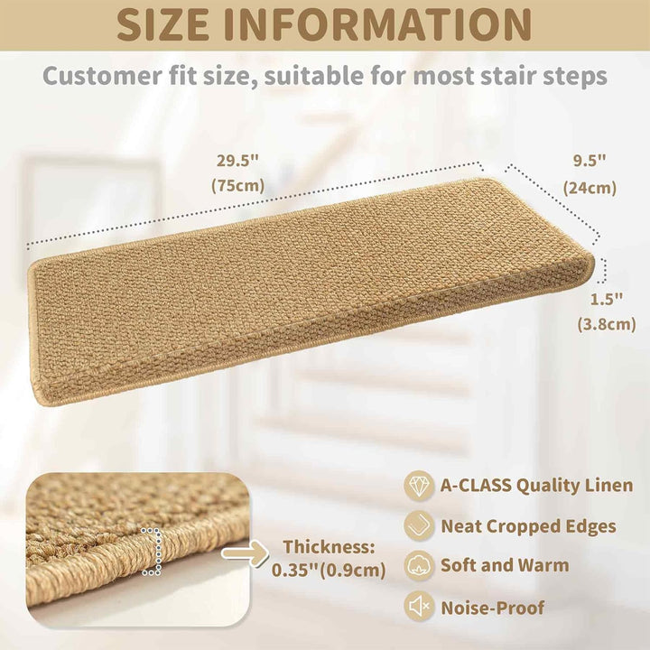 Stornfield | Non-Slip Bullnose Carpet Stair Treads with Edge Protection – Lureva (14 Pack, Beige)