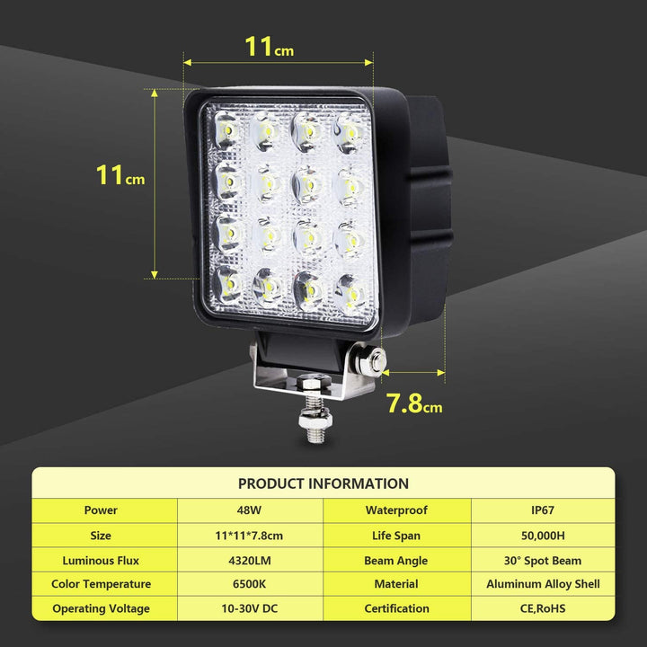 LED Work Spotlight 48W IP67 Reversing Light 2X-10X | Stornfield