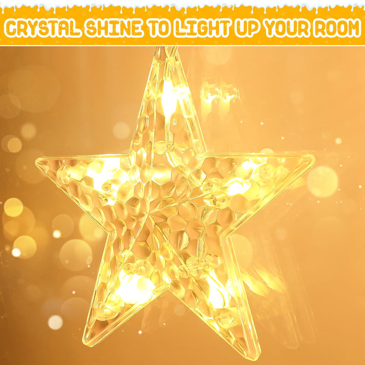 Stornfield | Quntis 2Pcs 95cm Large Christmas Window Lights, 84LED 12 Stars Battery Operated Twinkle Silhouette Star Lights with Timer Memory, 8 Modes Indoor Outdoor Hanging Decoration Christmas, Warm White