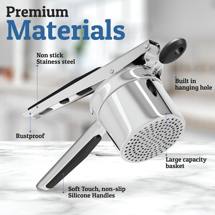 Stornfield | PureMasher Pro Stainless Steel Potato Masher 15oz | Extra Large Capacity | For Mashed Potatoes, Vegetables & Fruits | Lump-Free & Durable