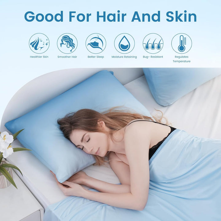 2 Pack Blue Cooling Pillowcases – Breathable, Soft, Skin & Hair Protecting | Stornfield