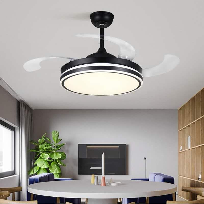 Modern Retractable Ceiling Fan Light-Black | Stornfield