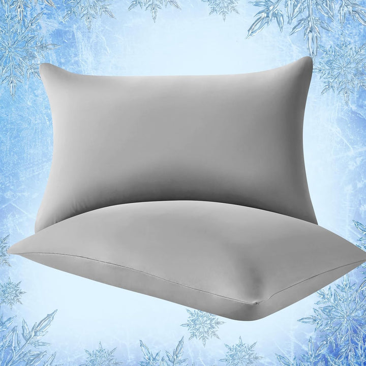 2-Pack Cooling Pillowcases – Q-Max >0.5 , Anti-Static, Hidden Zipper,, Color Gray | Stornfield