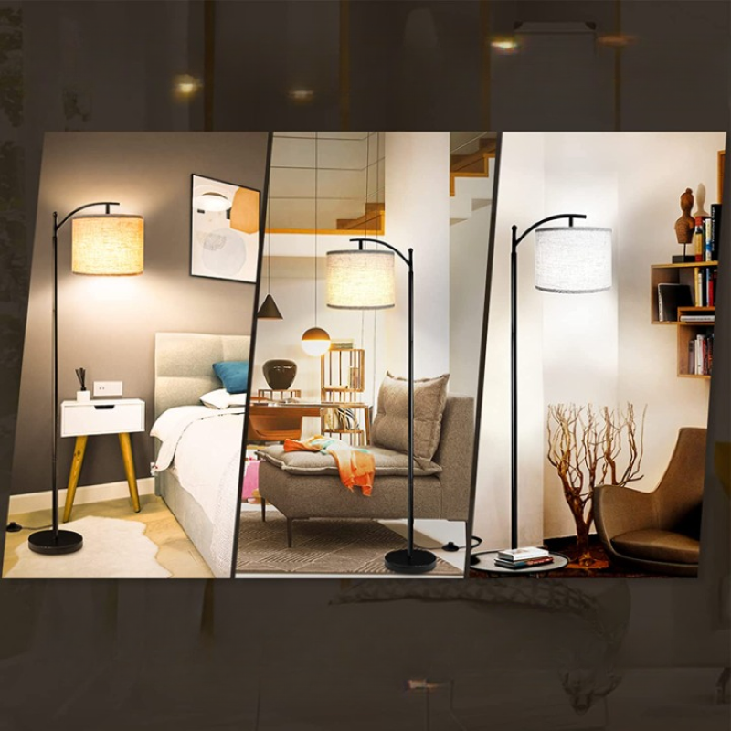 Stornfield | Floor Lamp with 3-Color Temperature LED Bulb, Tall Industrial Reading Floor Lamp for Bedroom, Office, White Lampshade Included
