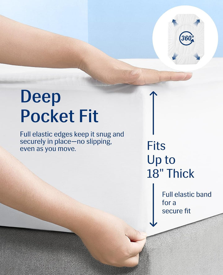 Cooling Mattress Pad King, Upgraded  3.0 + PCM Cooling Washable Mattress Protector for Hot Sleepers, White | Stornfield