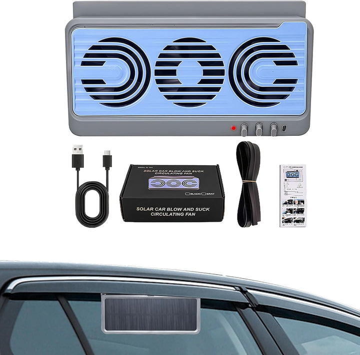Stornfield | Solar Car Window Fan – Dual Duct Ventilation Exhaust & Cooling Accessory – Aurovent
