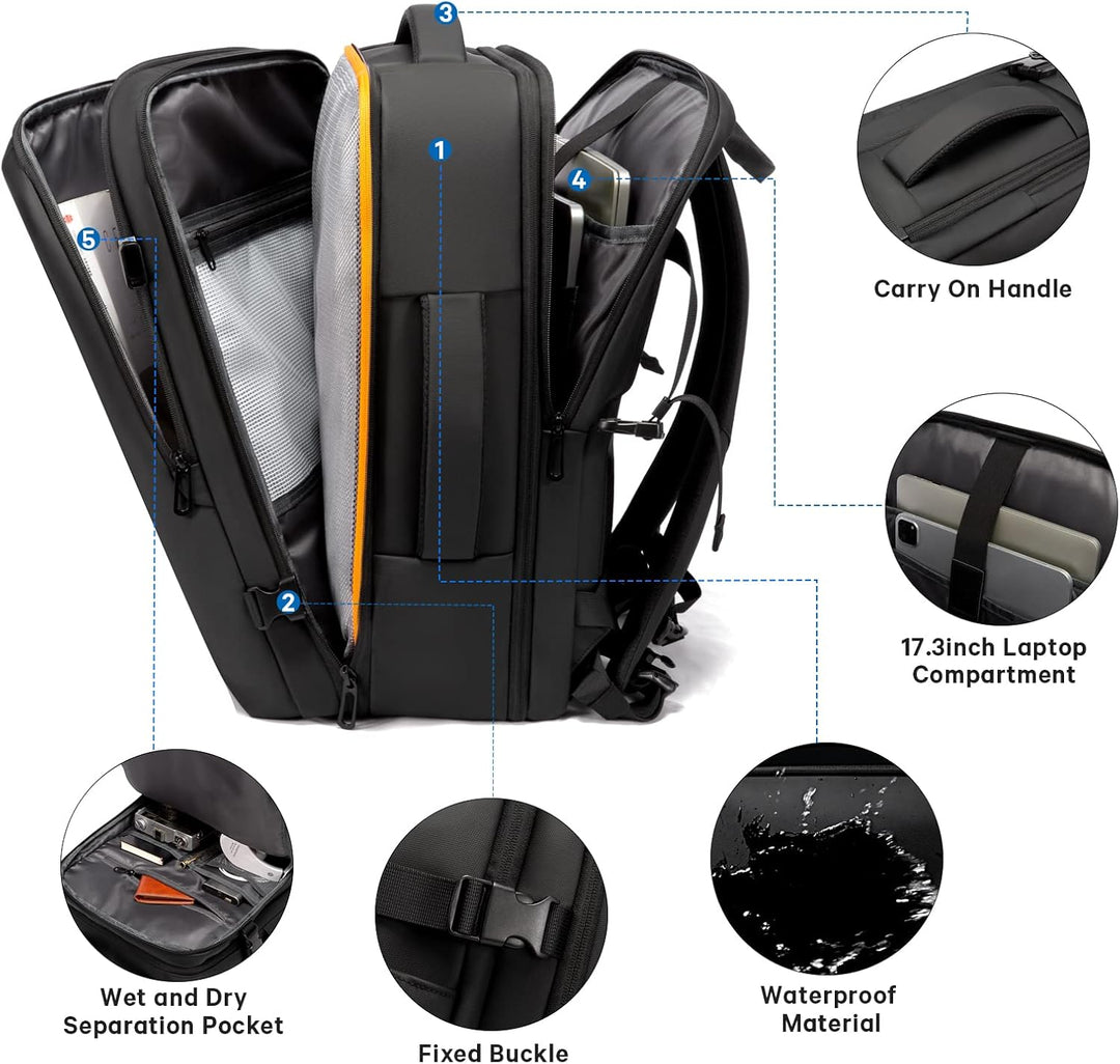 Expandable 26–45L Waterproof Travel Backpack with Laptop Sleeve & Duffle Carry | Stornfield