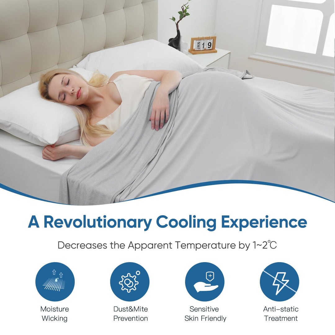 Cooling Blanket –   Q-Max>0.5, Lightweight Bamboo Fiber, Breathable & Soft, All-Season Cool Comfort | Stornfield