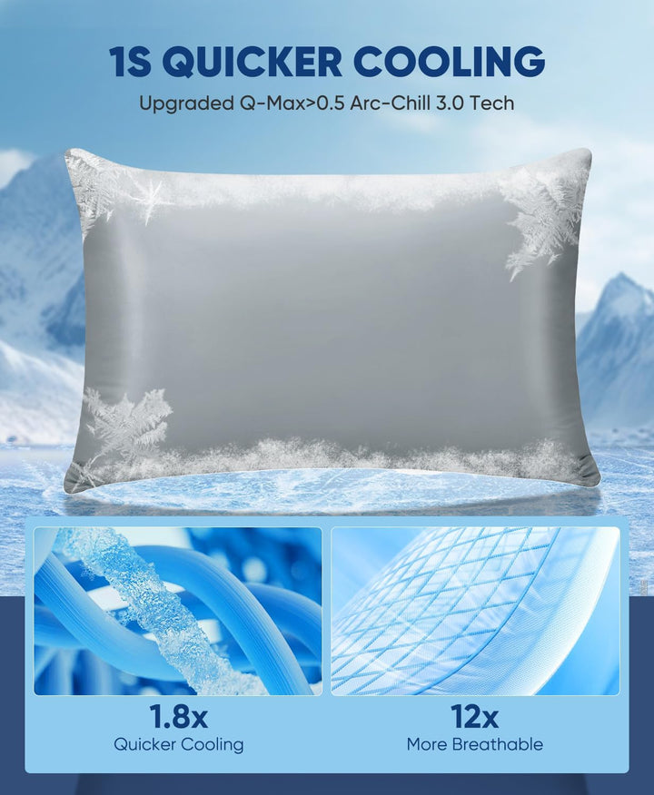 2-Pack Premium Silky Super Cooling Dark Gray Pillowcases –  Extreme Q-Max 0.5 | Stornfield