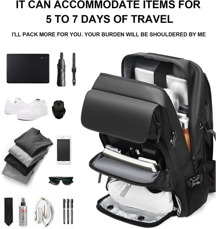 50L Waterproof Travel Backpack with Shoe Compartment & USB Port | Stornfield