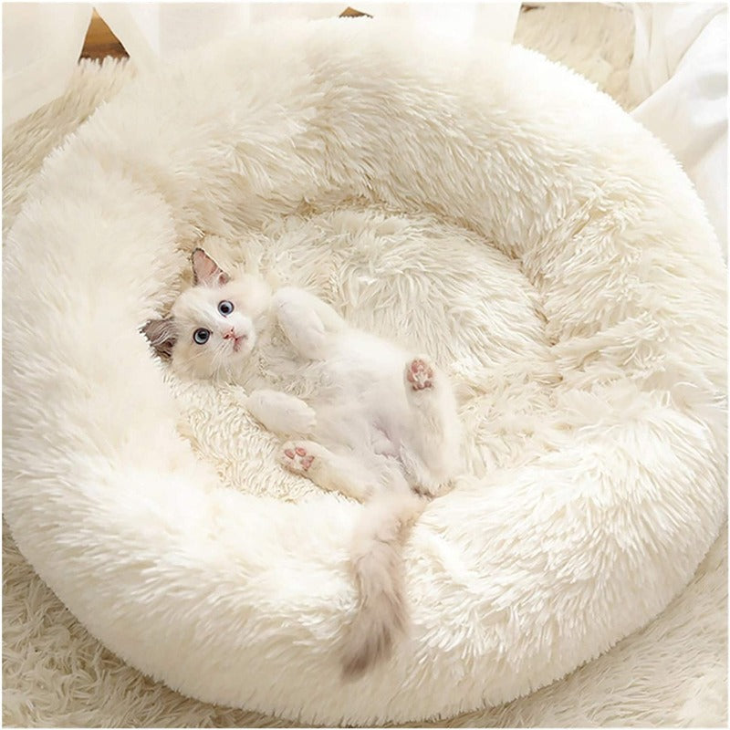 Stornfield | PawNest Soothing Donut Cat Bed | Round Plush Kennel | Stress-Reducing and Comfortable | Perfect for Cats and Small Dogs