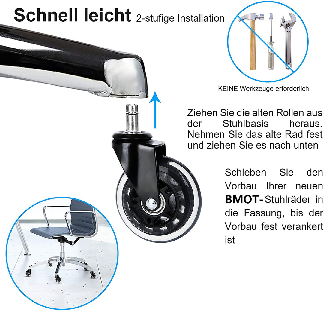 5X Set Heart Floor Rollers Office Chair Wheels | Stornfield