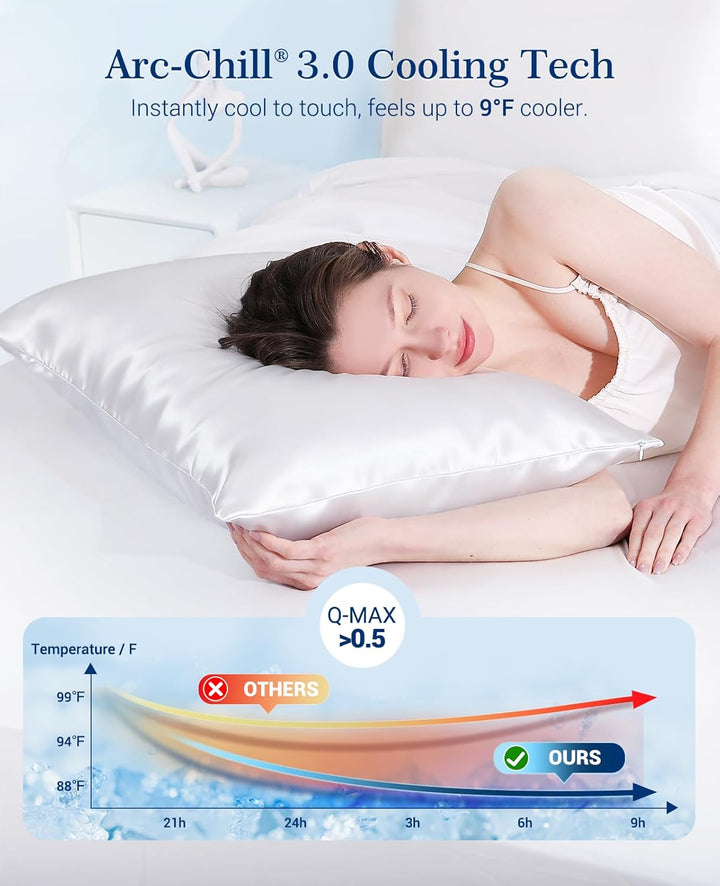 Cooling Pillowcases Q-max>0.5, 2-Pack, Soft & Hair-Friendly-White | Stornfield
