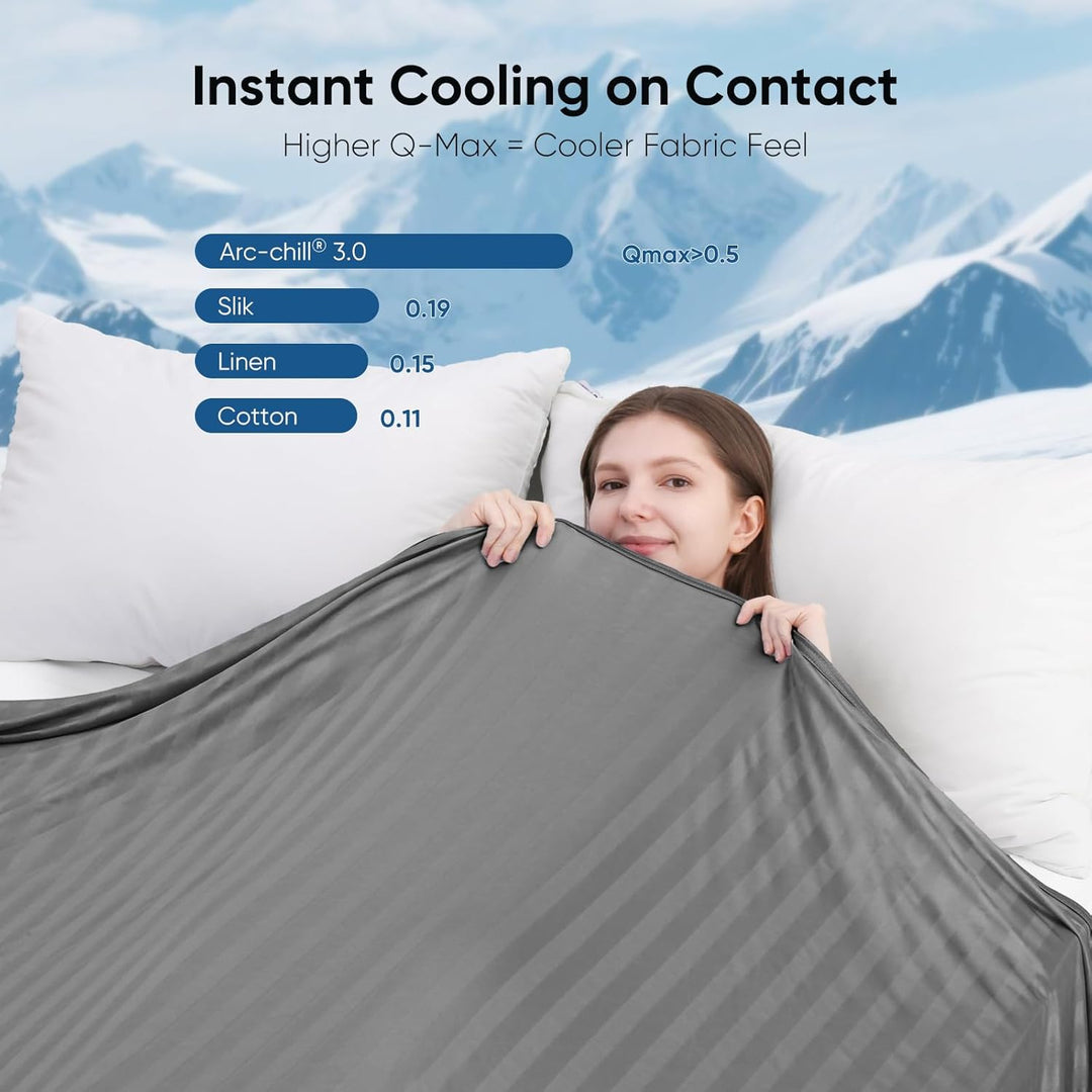 Cooling Fabric Q-max>0.5 Double-Sided Summer Blanket  of Dark Grey | Stornfield