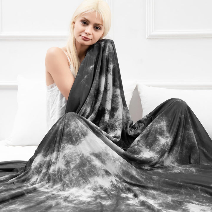 Tie Dye Cooling Blanket – Q-Max 0.5+ Double-Layer Dual-Sided Cool Touch Blanket for Comfortable Summer Nights-Grey | Stornfield